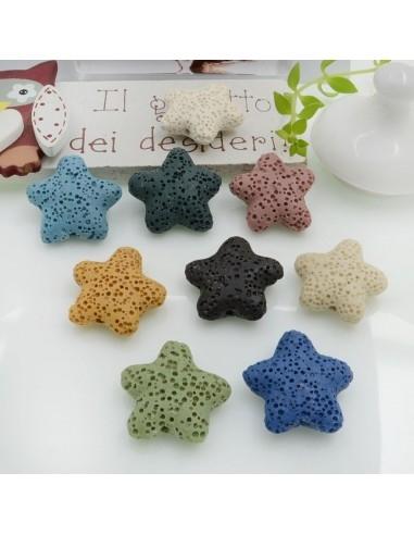 Perline in pietra lavica a stella 20mm 2pz - Gioie d'Oriente