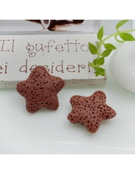 Perline in pietra lavica a stella Bordò 20mm 2pz - Gioie d'Oriente