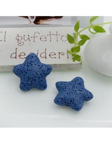 Perline in pietra lavica a stella Celeste 20mm 2pz - Gioie d'Oriente