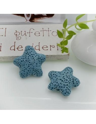 Perline in pietra lavica a stella 20mm 2pz - Gioie d'Oriente