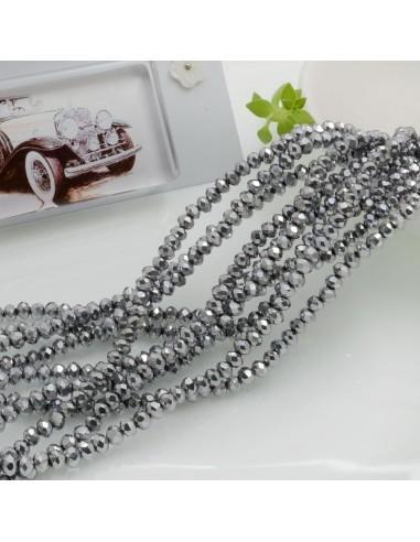 Filo Mezzi Cristalli colore Argento Rondelle Sfaccettate 2.5x3.5mm 110pz GDO
