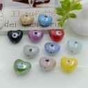 Perle cuore con occhio greco in ceramica smaltata 12x14mm 4pz GDO