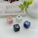 Perle cubo con occhio greco in ceramica smaltata 10 mm 4pz GDO