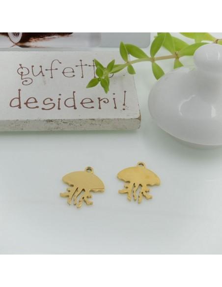 Ciondolo medusa in acciaio oro 16 x 13 mm 1pz Gioie d'Oriente