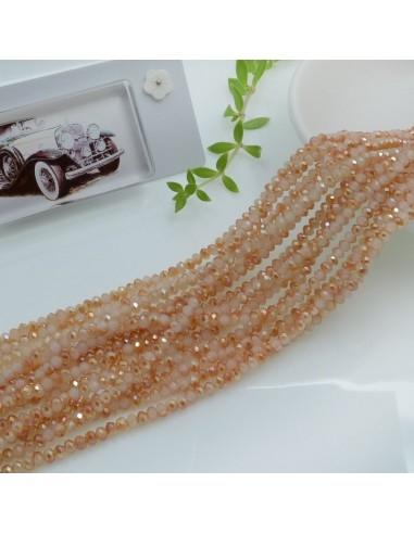 Filo di Mezzi Cristalli Panna Cammello AB Rondelle 2x3mm Sfaccettati Briolette 170pz GDO | Gioie d'Oriente