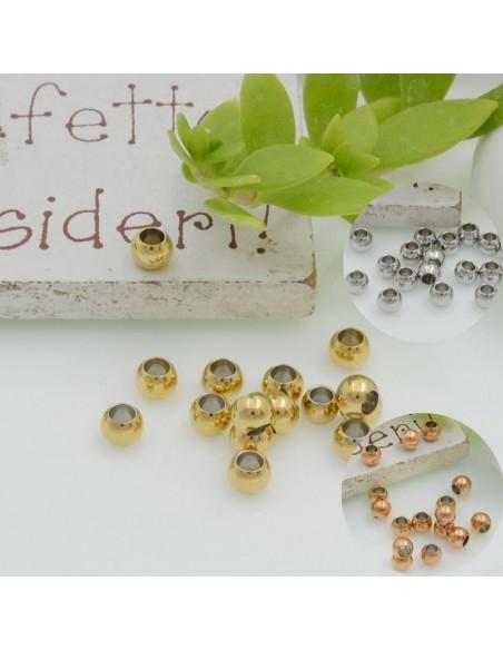 Distanziatori a palline in acciaio liscio 4 x 2 mm 20pz Gioie d'Oriente