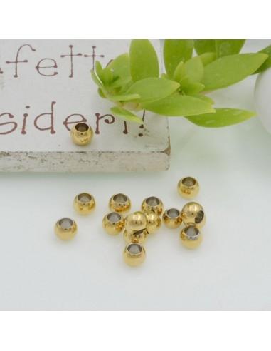 Distanziatori a palline in acciaio liscio 4 x 2 mm 20pz Gioie d'Oriente