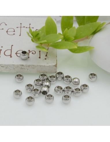 Distanziatori a palline in acciaio liscio 4 x 2 mm 20pz Gioie d'Oriente