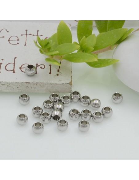 Distanziatori a palline in acciaio liscio 4 x 2 mm 20pz Gioie d'Oriente