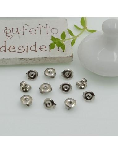 Chiusure a farfallina per orecchini in acciaio 6x6.5mm|GDO