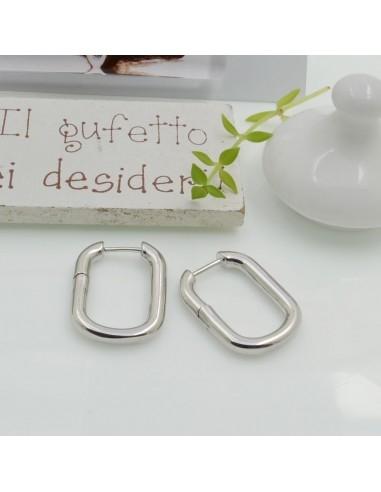 Orecchini rettangolari lisci in ottone argento 24x18mm 1 coppia | GDO
