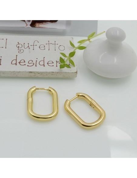 Orecchini rettangolari lisci in ottone oro 24x18mm 1 coppia | GDO