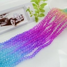 Filo rondelle briolette in mezzi cristalli arcobaleno ab 3 x 4 mm 125-145pz Gioie d'Oriente