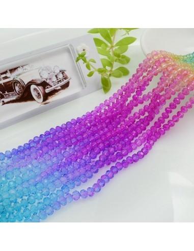 Filo di Mezzi Cristalli Arcobaleno AB Rondelle 3x4mm Sfaccettati Briolette 125 a 145pz GDO | Gioie d'Oriente