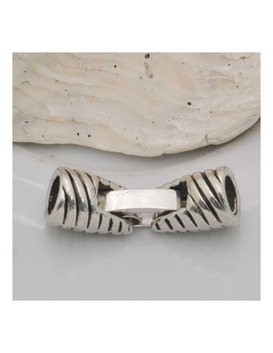 Chiusura ovale a 2 fili per bracciale e collana - colore argento