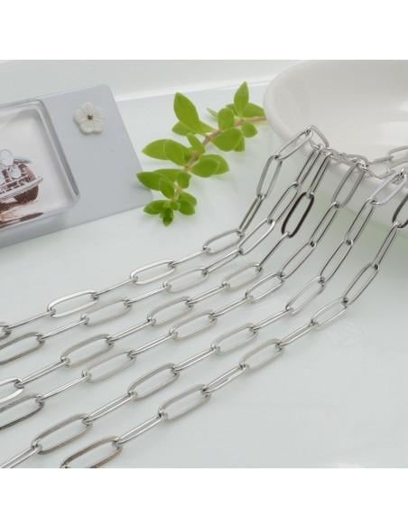 Catena rettangolare con filo piatta liscio e saldato 4x12mm in acciaio 50 cm
