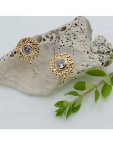 Base orecchini con base martellata oro e punto luce 1 paio|GDO