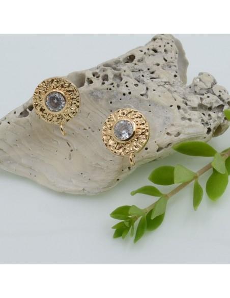 Base orecchini con base martellata oro e punto luce 1 paio|GDO