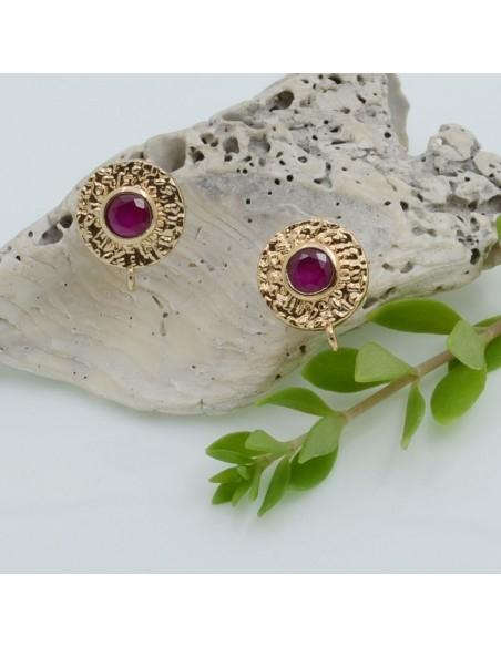 Base orecchini con base martellata oro e punto luce 1 paio|GDO