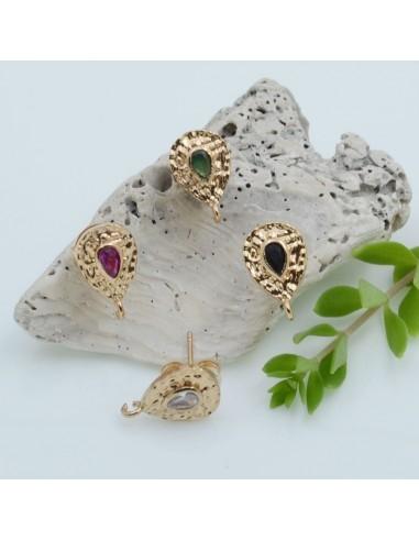 Base orecchini con base martellata oro e punto luce 1 paio|GDO