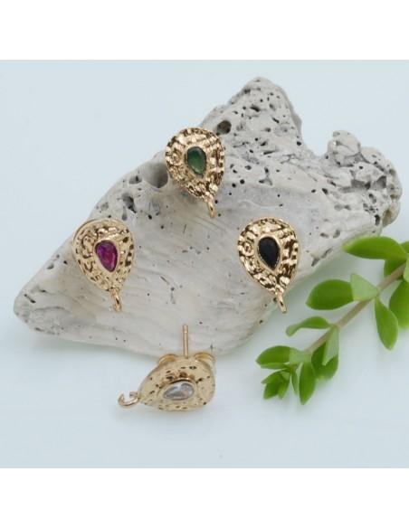 Base orecchini con base martellata oro e punto luce 1 paio|GDO
