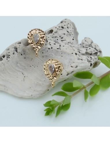 Base orecchini con base martellata oro e punto luce 1 paio|GDO