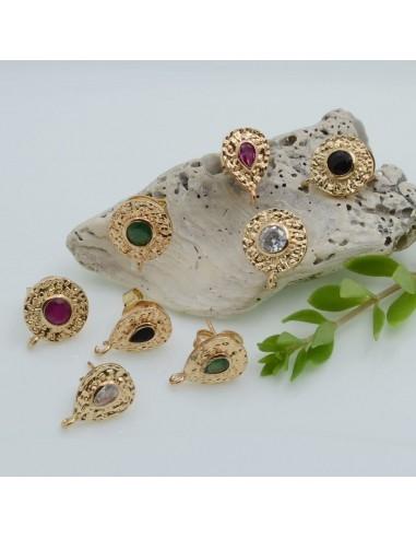 Base orecchini con base martellata oro e punto luce 1 paio|GDO