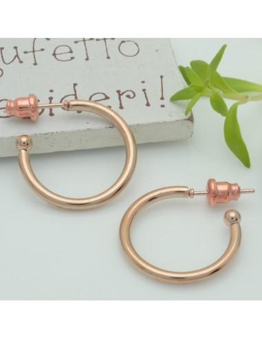 Cerchi con perno in Acciaio inossidabile oro rosa 30mm 1 paio | GDO