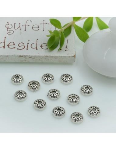 Copri perle fiore in metallo argento rodio 6mm 20pz Gioie d'Oriente