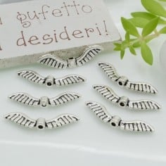 Distanziatori ali in metallo argento 7 x 26 mm 7pz Gioie d'Oriente