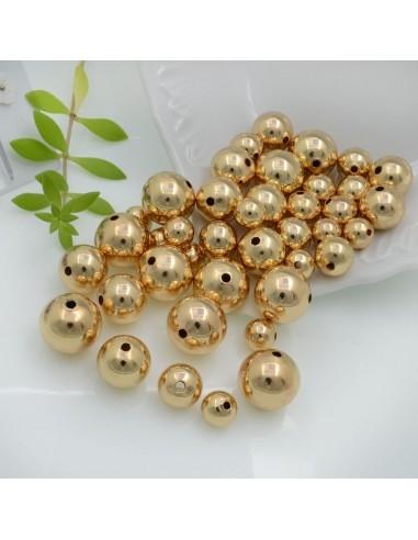 Distanziatori a pallina lisci in ottone di diverse misure colore oro 18K 10pz Gioie d'Oriente
