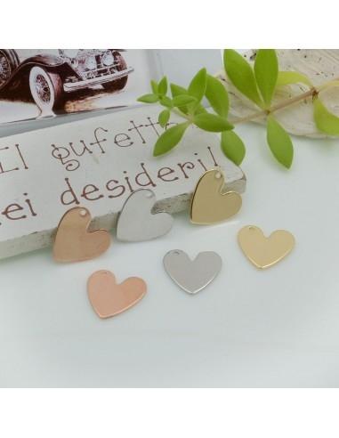 Ciondoli cuore in ottone colori vari 12 mm 2pz Gioie d'Oriente