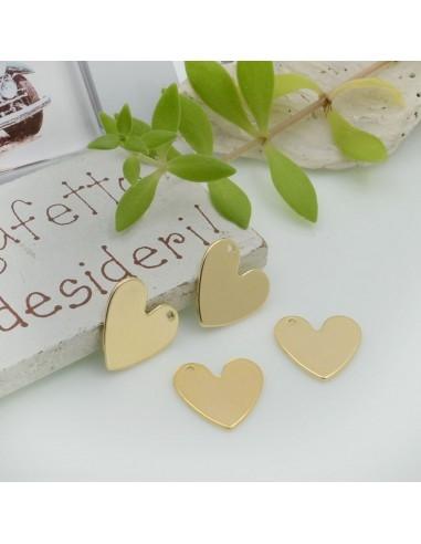 Ciondoli cuore in ottone oro 12 mm 2pz Gioie d'Oriente