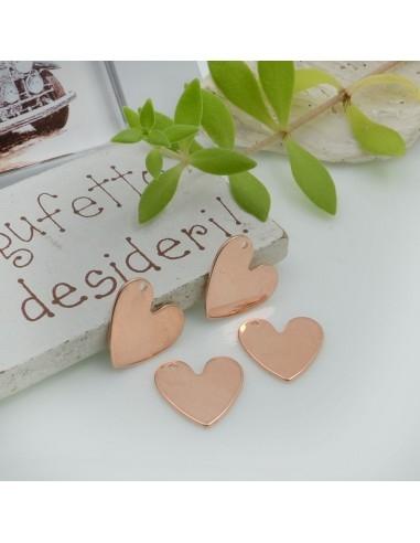 Ciondoli cuore in ottone oro rosa 12 mm 2pz Gioie d'Oriente