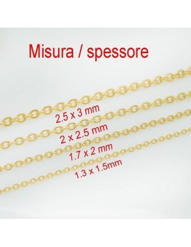 Catena Ovalina Anelli Piatti Acciaio 1 Metro Oro Rodio Rosa GDO