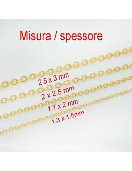 Catena Ovalina Anelli Piatti Acciaio 1 Metro Oro Rodio Rosa GDO