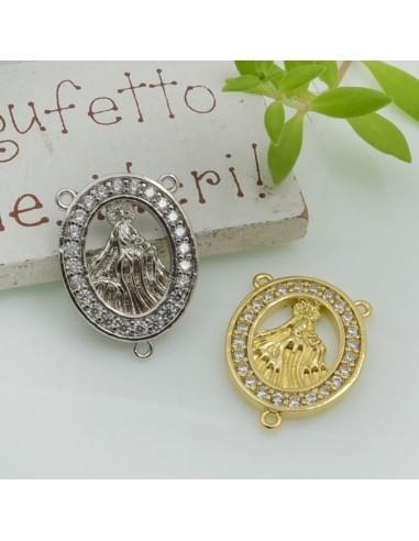Crociera miracolosa in ottone con zirconi 22x16mm 1pz Gioie d'Oriente