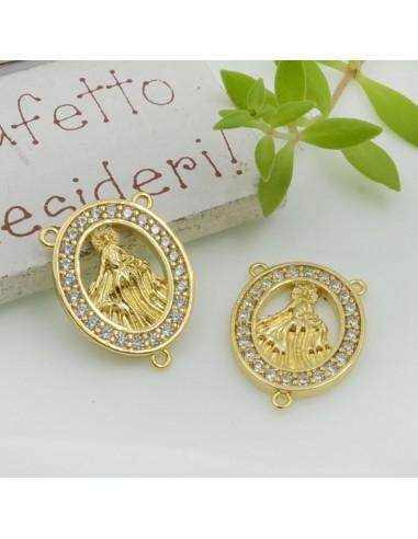 Crociera miracolosa argento rodio in ottone con zirconi 22x16mm 1pz Gioie d'Oriente