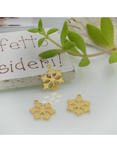 Ciondoli fiocco di neve in ottone smaltato 12x9mm 2pz Gioie d'Oriente