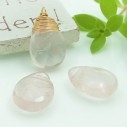 Pietra dura goccia sfaccettata quarzo rosa due misure 1pz con foro alto - GDO
