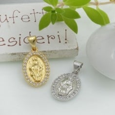 Ciondolo madonnina in ottone con zirconi 18x11mm 1pz Gioie d'Oriente