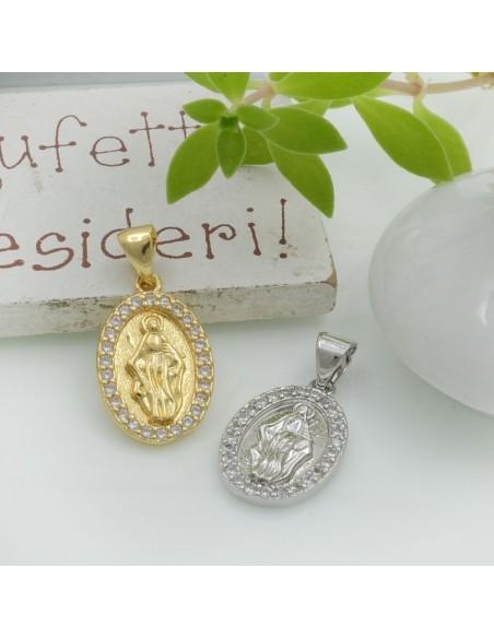Ciondolo madonnina in ottone con zirconi 18x11mm 1pz Gioie d'Oriente