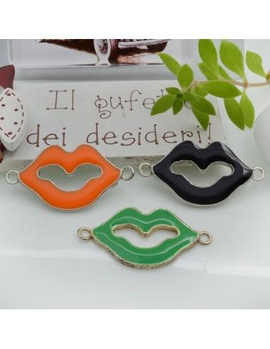 Connettore smaltato bocca base argento 19 x 36 mm 1pz Gioie d'Oriente