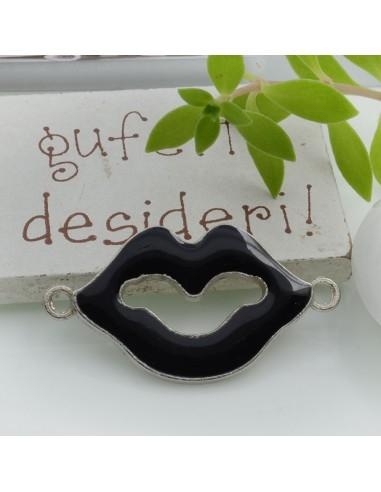 Connettore smaltato bocca base argento 19 x 36 mm 1pz Colore oggetto - Nero € 0.819672 € Gioie d'Oriente