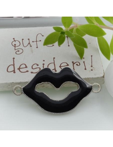 Connettore smaltato bocca base argento 19 x 36 mm 1pz Colore oggetto - Nero € 0.819672 € Gioie d'Oriente