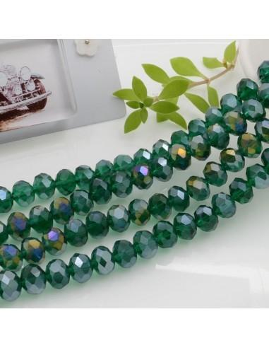 Filo di Mezzi Cristalli cinesi Verde Smeraldo AB rondelle cipollotti 6x8mm sfaccettati briolette 65-70pz GDO | Gioie d'Oriente