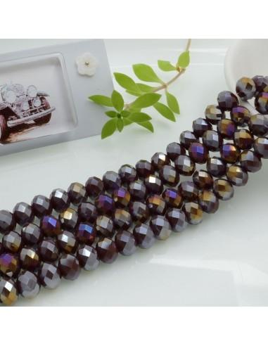 Filo di Mezzi Cristalli cinesi Viola Metallic AB rondelle cipollotti 6x8mm sfaccettati briolette 65-70pz GDO | Gioie d'Oriente