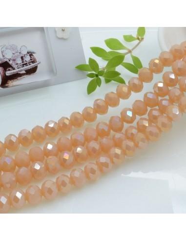 Filo di Mezzi Cristalli cinesi Cipria AB rondelle cipollotti 6x8mm sfaccettati briolette 65-70pz GDO | Gioie d'Oriente