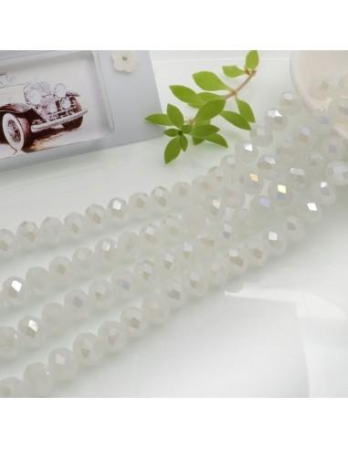 Filo di Mezzi Cristalli cinesi Bianco AB rondelle cipollotti 6x8mm sfaccettati briolette 65-70pz GDO | Gioie d'Oriente