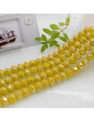 Filo di Mezzi Cristalli cinesi Giallo Scuro AB rondelle cipollotti 6x8mm sfaccettati briolette 65-70pz GDO | Gioie d'Oriente